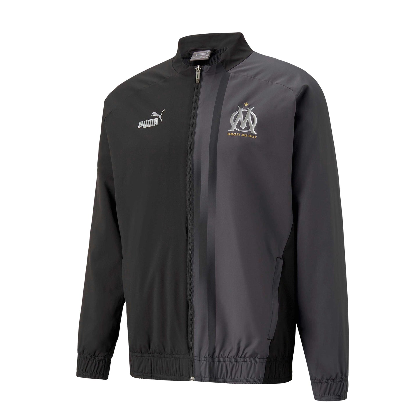 Black - Front - Puma Mens Prematch Olympique De Marseille FC Track Jacket