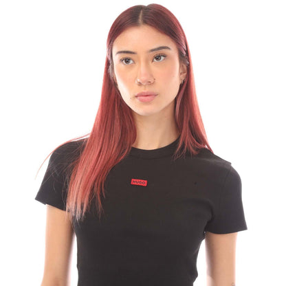 Black - Side - Hugo Womens-Ladies Delusia_1 Cropped T-Shirt