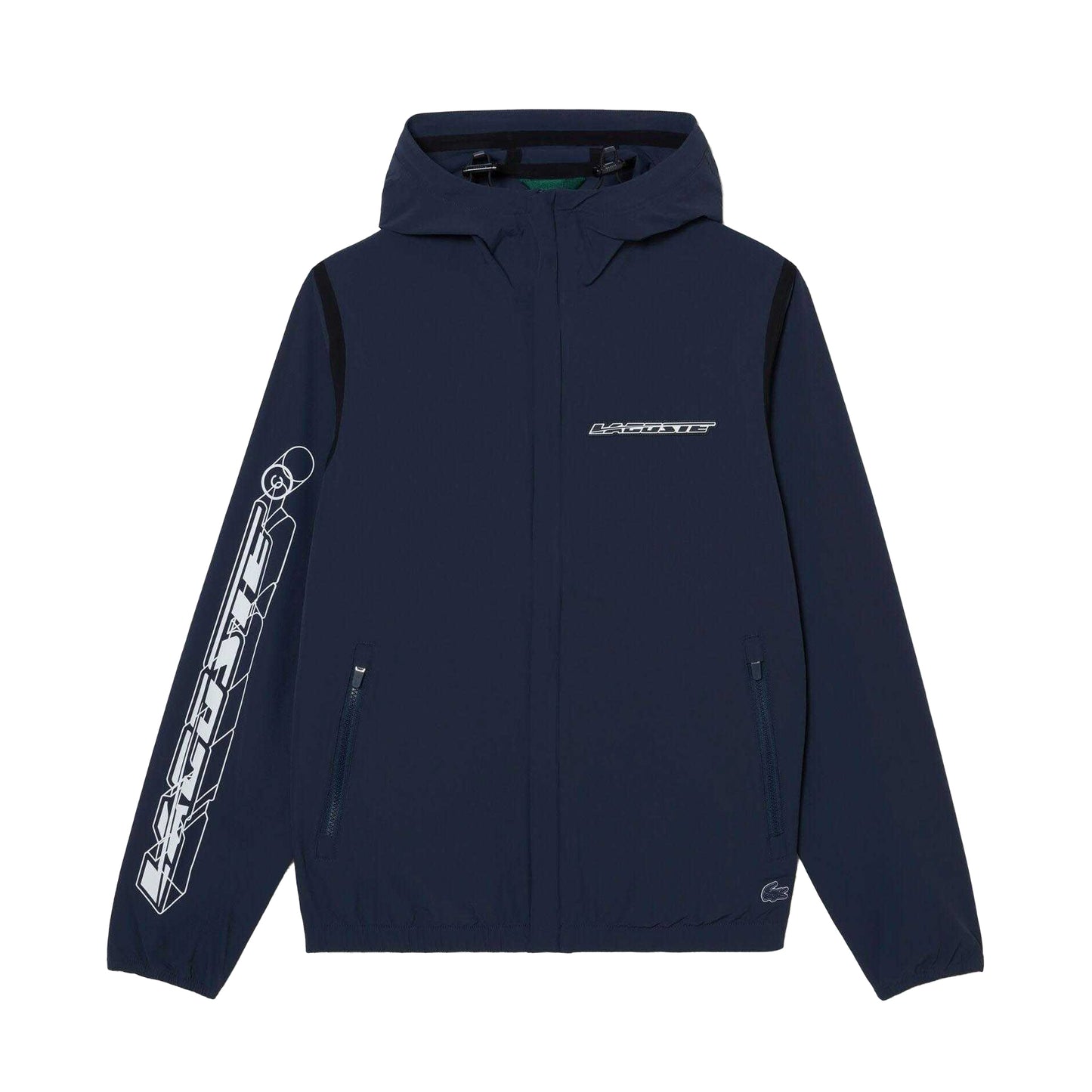 Blue - Front - Lacoste Mens Short Recycled Polyamide Track Jacket