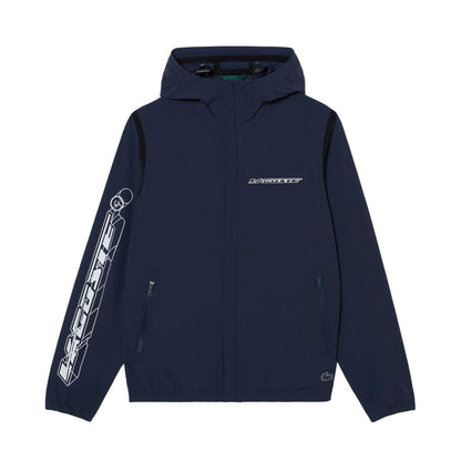 Blue - Front - Lacoste Mens Short Recycled Polyamide Track Jacket