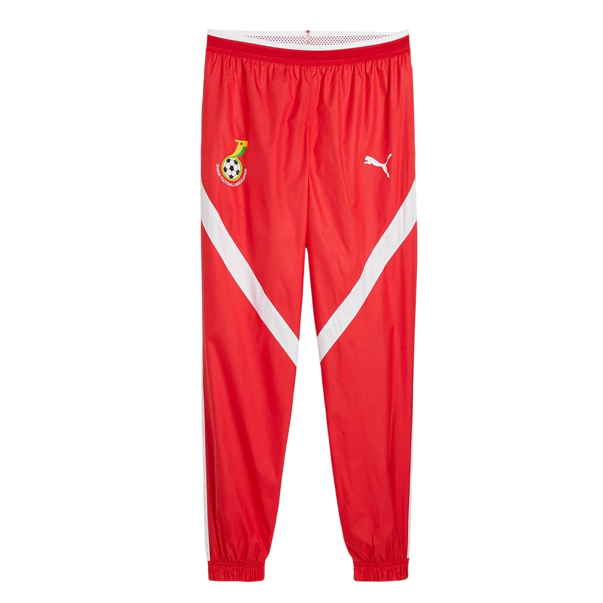 Red - Front - Puma Mens Ghana Fc Prematch Woven Jogging Bottoms