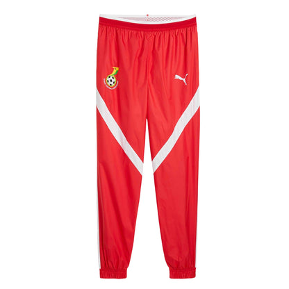 Red - Front - Puma Mens Ghana Fc Prematch Woven Jogging Bottoms