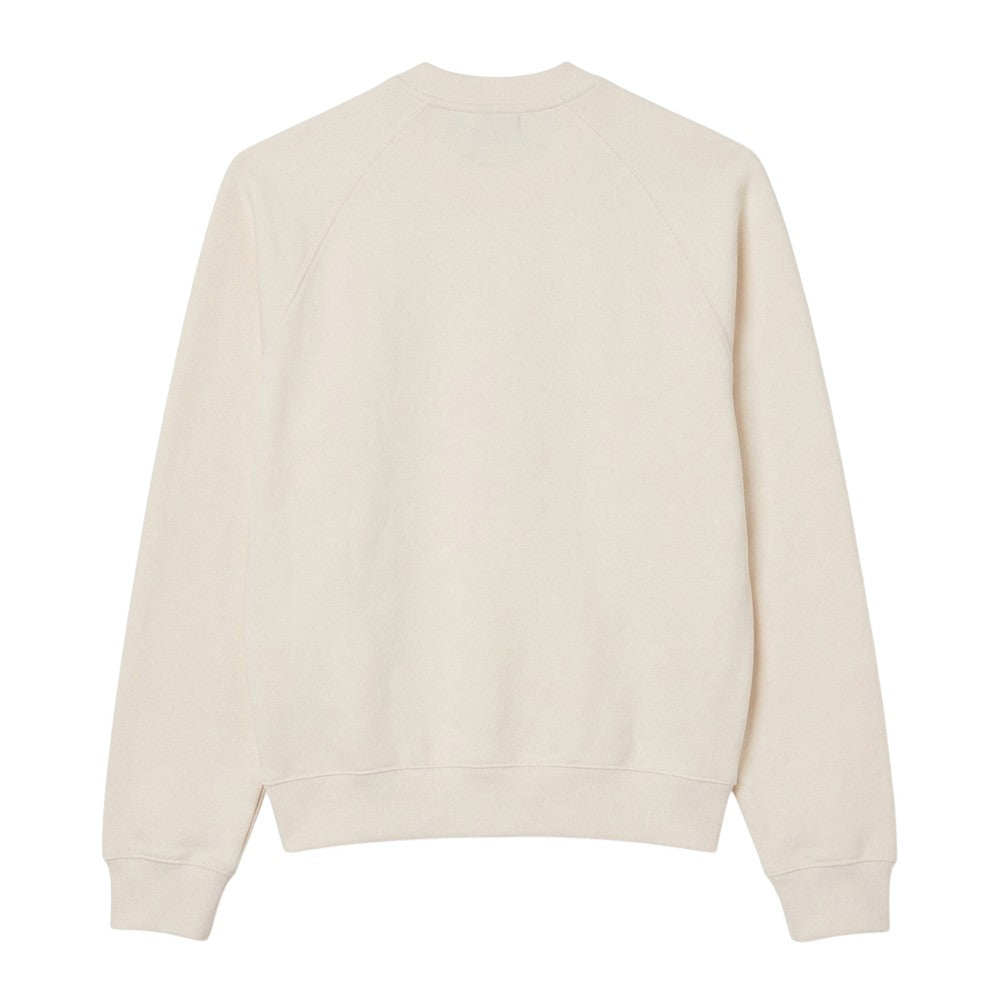 Cream - Back - Lacoste Womens-Ladies Embroidered Crew Neck Sweatshirt