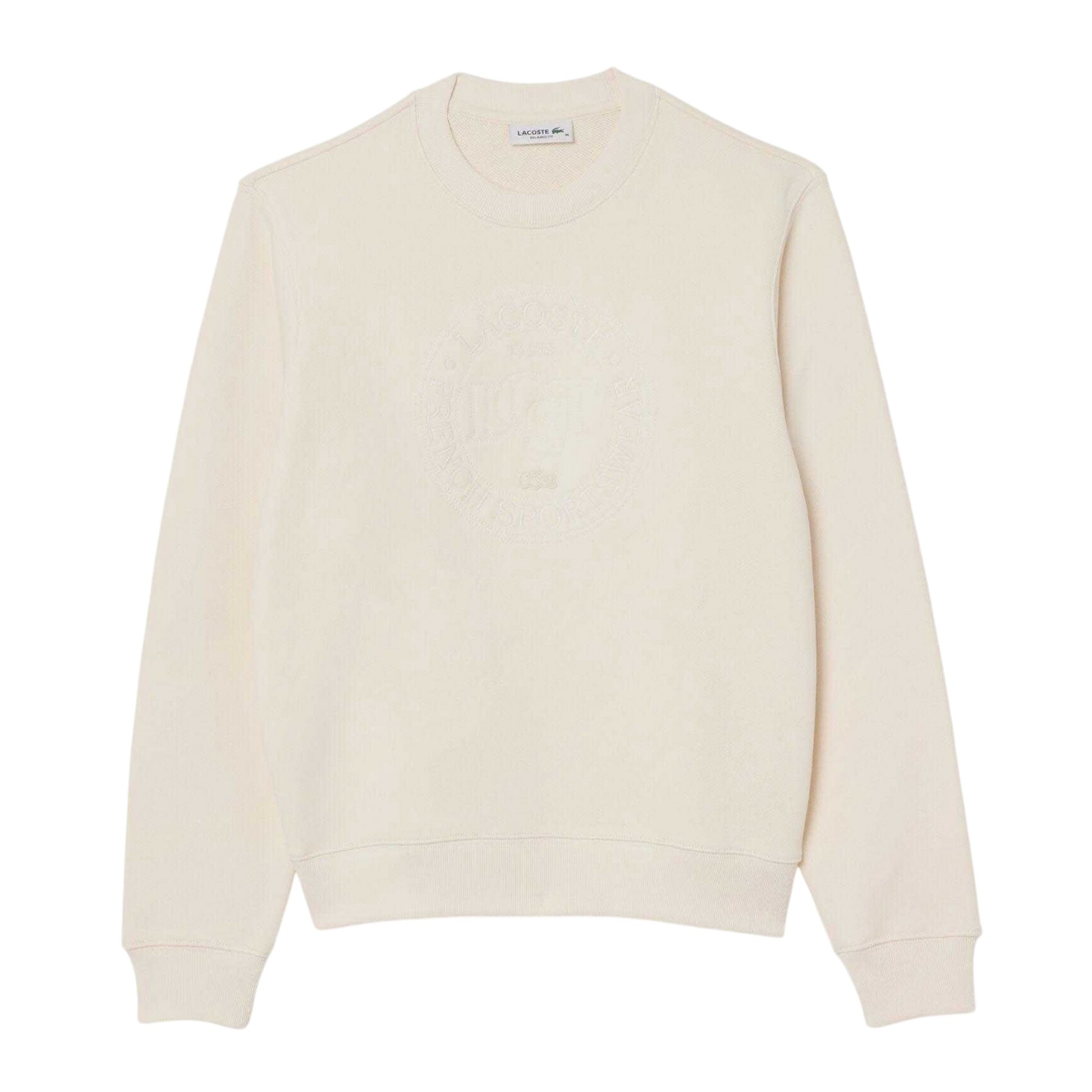 Cream - Front - Lacoste Womens-Ladies Embroidered Crew Neck Sweatshirt