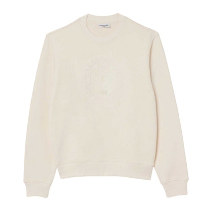 Cream - Front - Lacoste Womens-Ladies Embroidered Crew Neck Sweatshirt