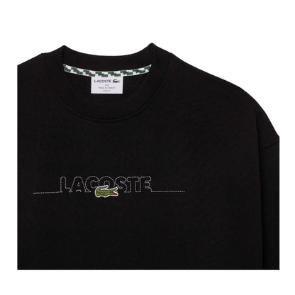 Black - Side - Lacoste Mens Embroidered Logo Crew Neck Sweatshirt