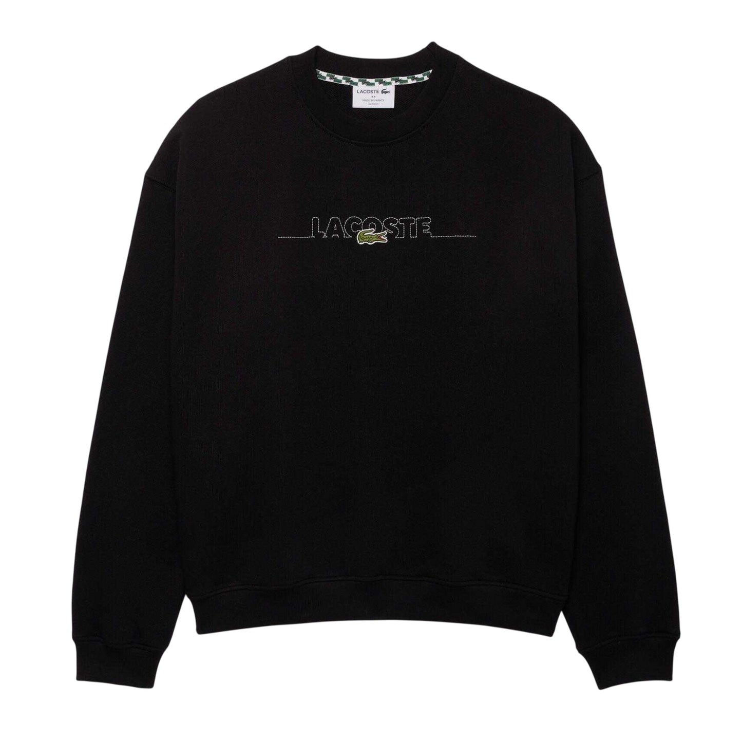 Black - Front - Lacoste Mens Embroidered Logo Crew Neck Sweatshirt