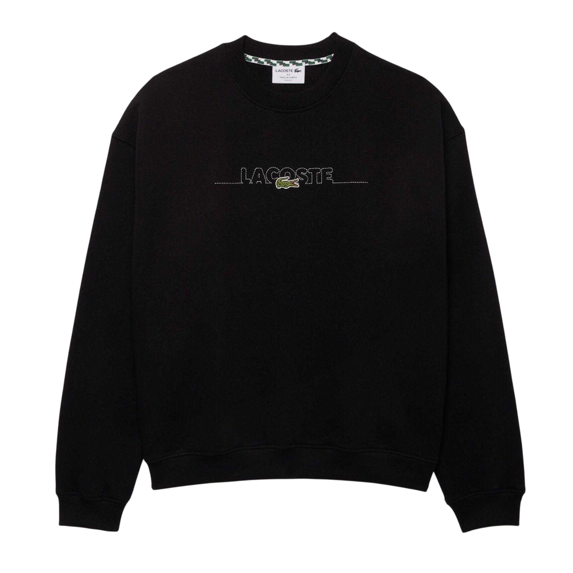 Black - Front - Lacoste Mens Embroidered Logo Crew Neck Sweatshirt