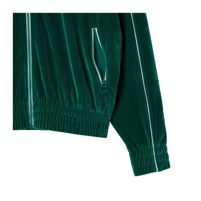 Green - Back - Lacoste Womens-Ladies Velour Zipped Oversized Jacket