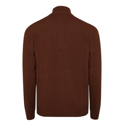 Brown - Back - Gant Mens Lambswool Half Zip Fleece