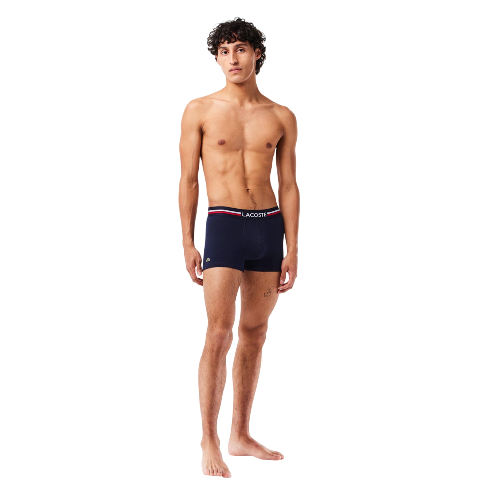 Navy-Grey-Red - Side - Lacoste Mens Boxer Shorts (Pack of 3)