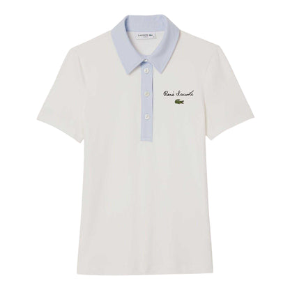 Cream - Front - Lacoste Womens-Ladies Linen Regular Polo Shirt