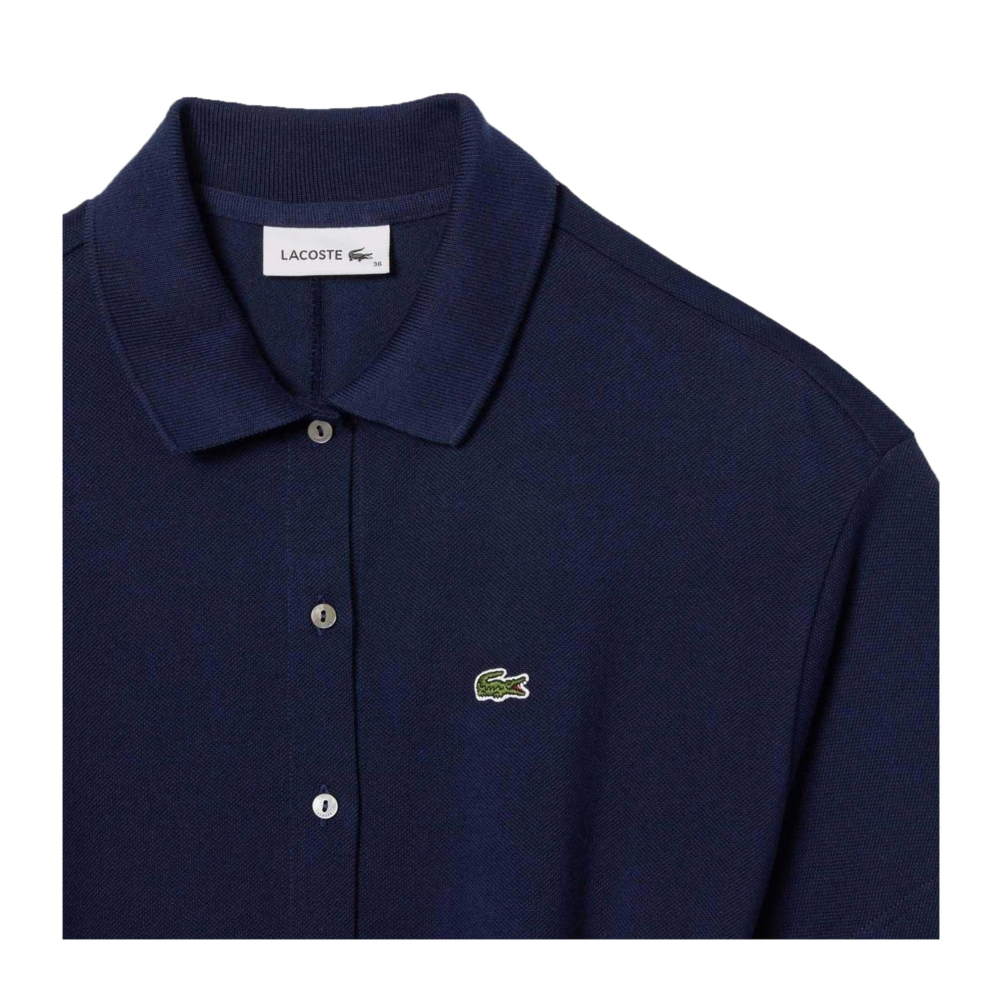 Blue - Back - Lacoste Womens-Ladies Pique Belted Polo Shirt Dress