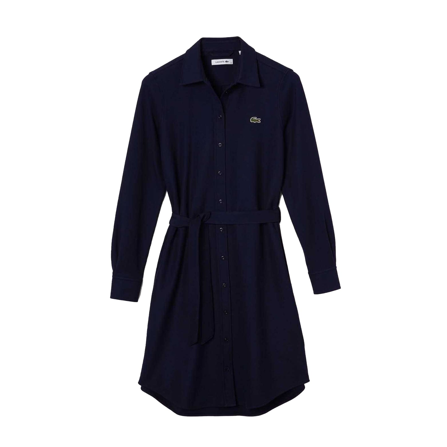 Blue - Side - Lacoste Womens-Ladies Cotton Pique Adjustable Polo Shirt Dress
