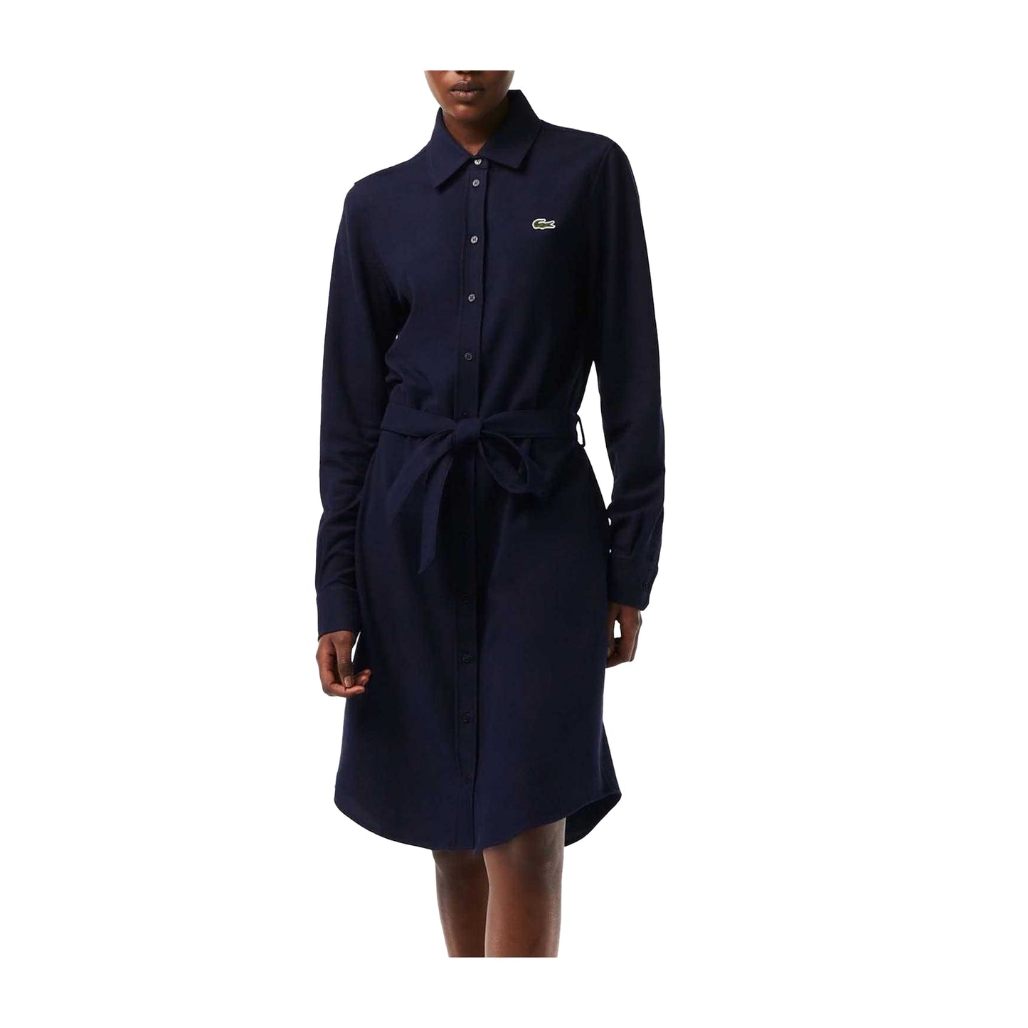 Blue - Front - Lacoste Womens-Ladies Cotton Pique Adjustable Polo Shirt Dress
