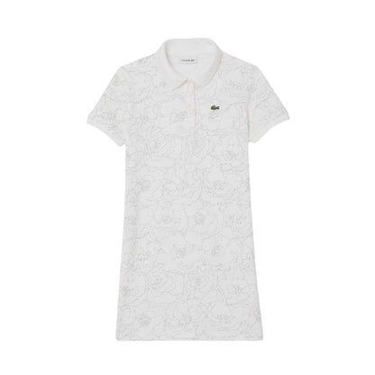 White - Front - Lacoste Childrens-Kids Flower All-Over Print Holiday Dress