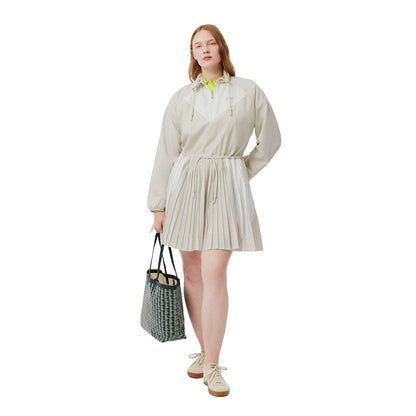 Grey - Pack Shot - Lacoste Womens-Ladies Colour Block Long-Sleeved Dress