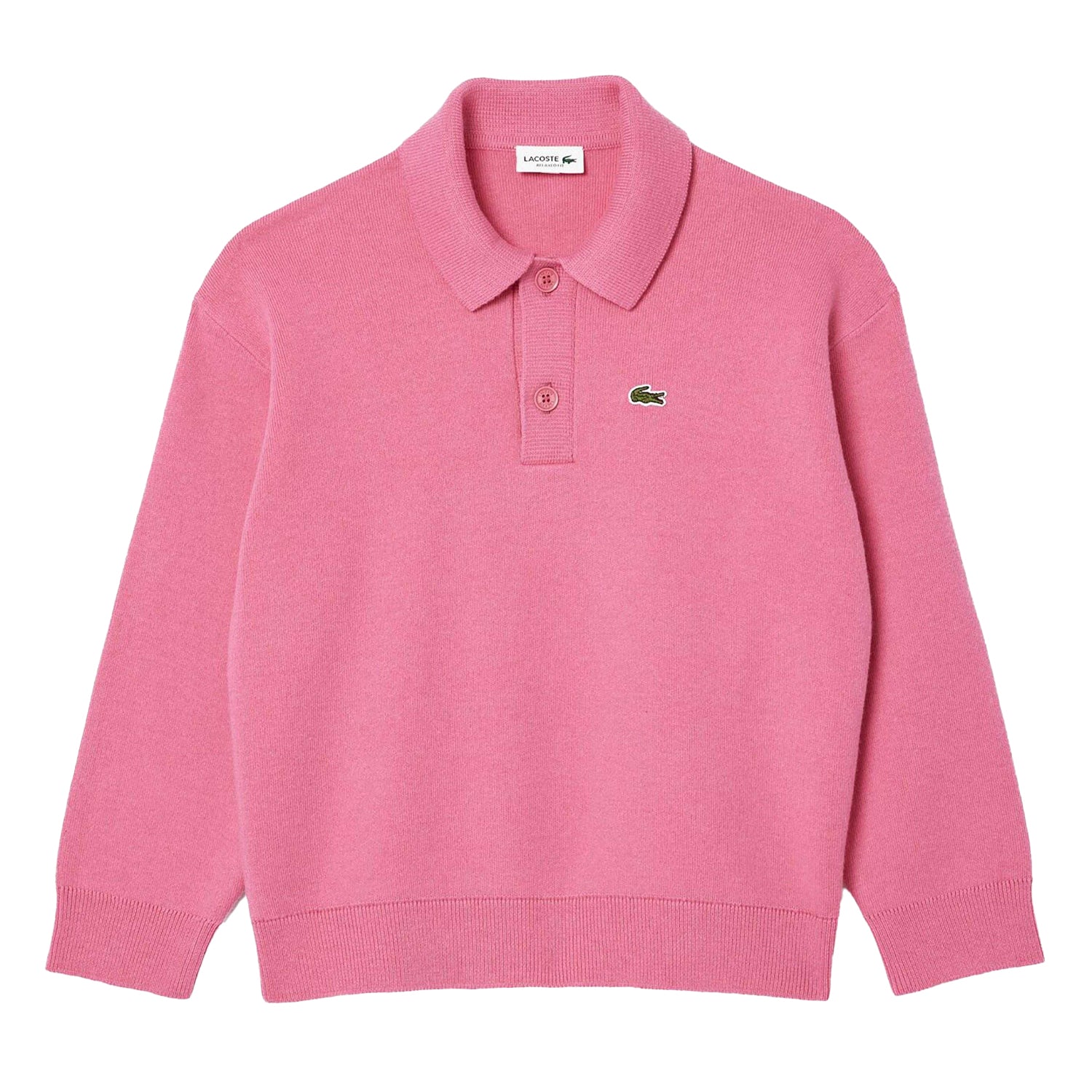 Pink - Front - Lacoste Childrens-Kids Long-Sleeved Polo Shirt