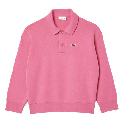 Pink - Front - Lacoste Childrens-Kids Long-Sleeved Polo Shirt