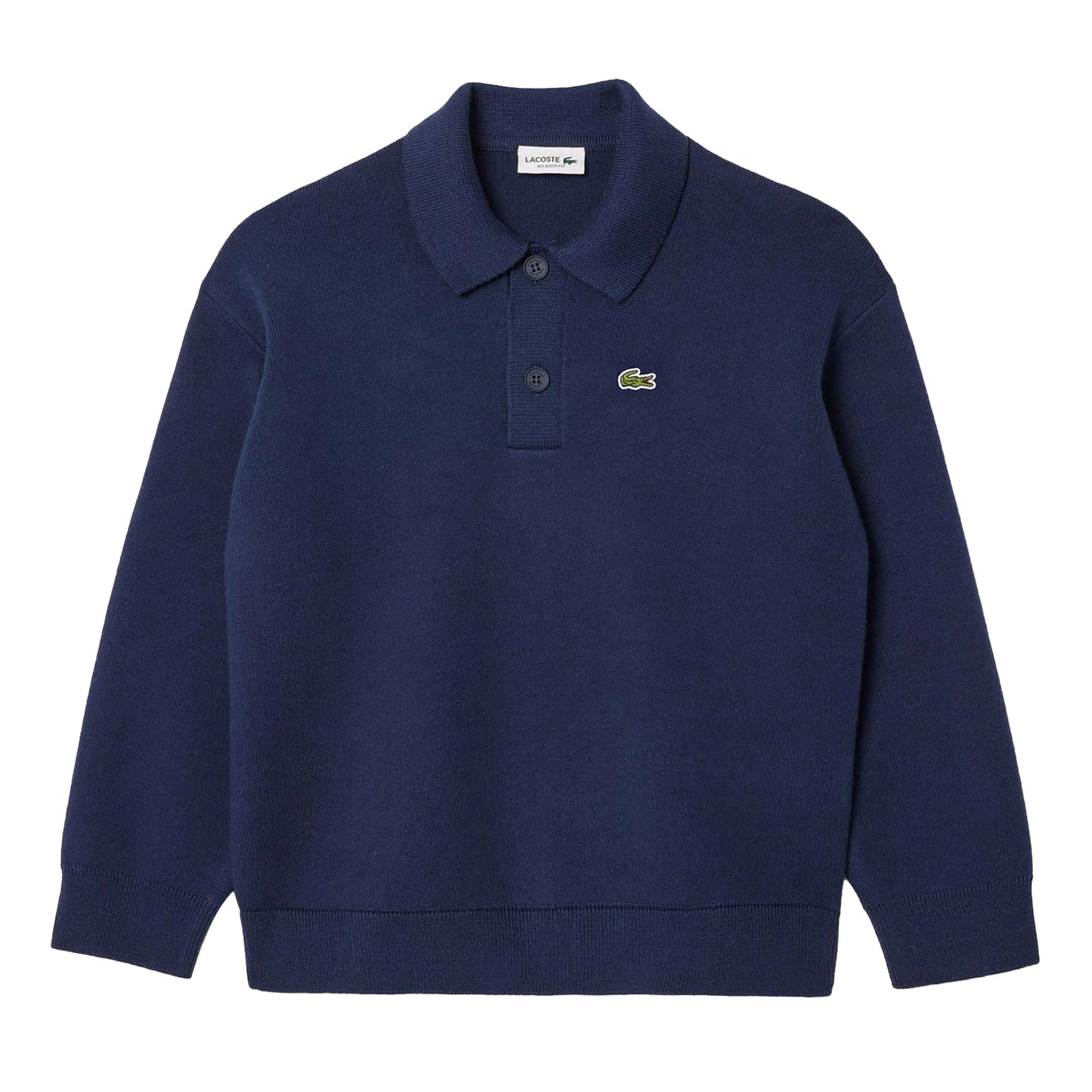 Navy - Front - Lacoste Childrens-Kids Long-Sleeved Polo Shirt