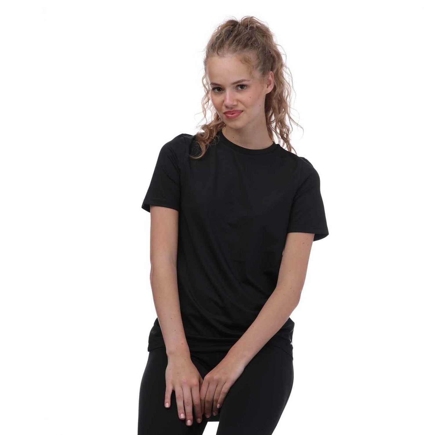 Black - Side - Reebok Womens-Ladies Workout Ready Speedwick T-Shirt
