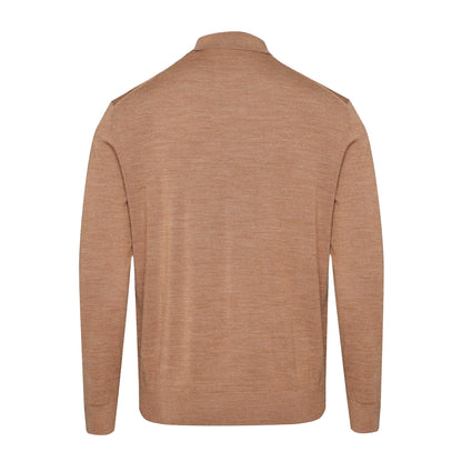 Beige - Back - Gant Mens Extrafine Merino Wool Polo Shirt