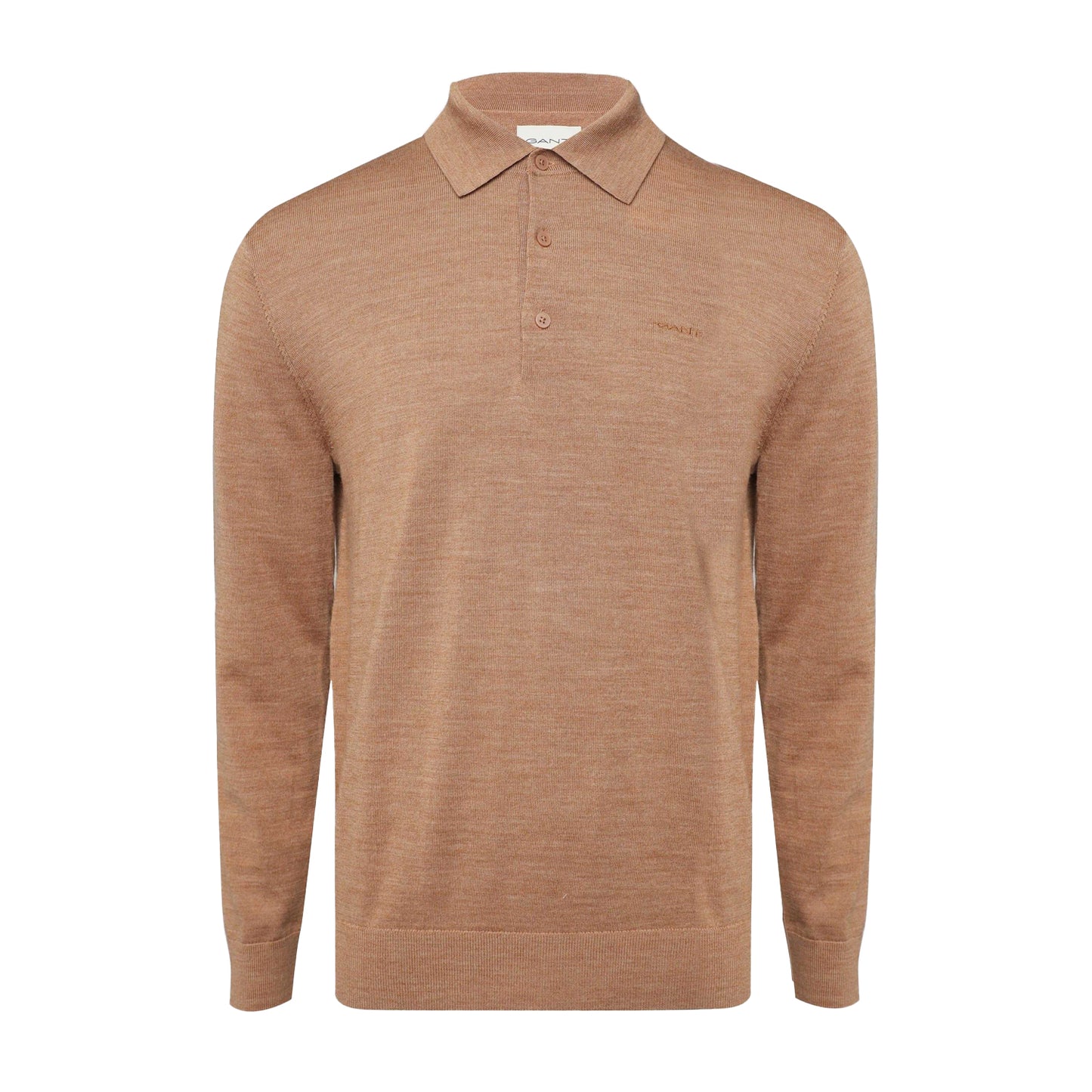 Beige - Front - Gant Mens Extrafine Merino Wool Polo Shirt