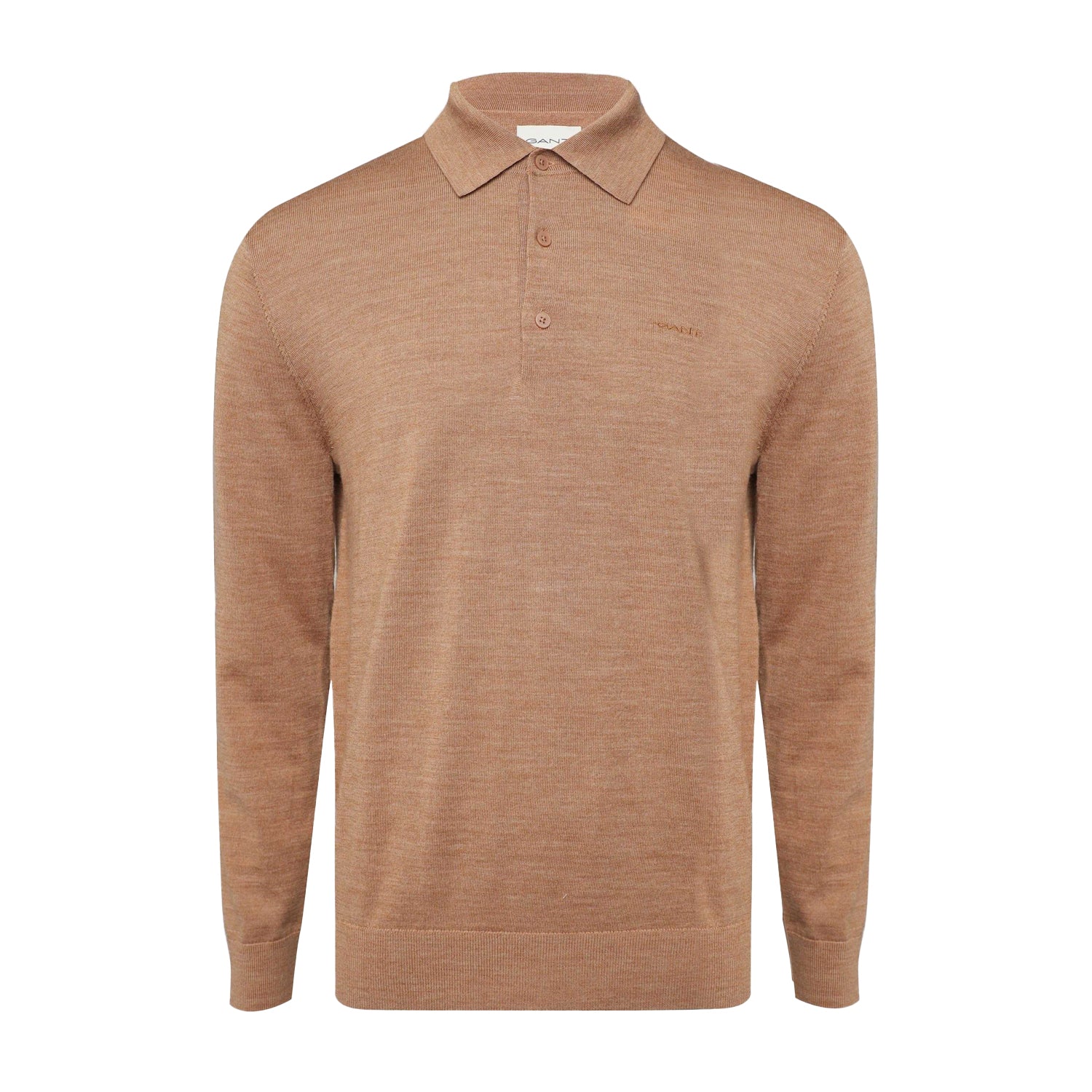Beige - Front - Gant Mens Extrafine Merino Wool Polo Shirt