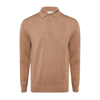 Beige - Front - Gant Mens Extrafine Merino Wool Polo Shirt