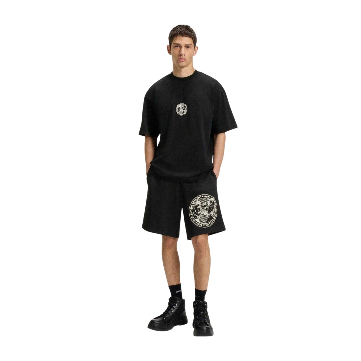 Black - Pack Shot - Hugo Boss Mens Dwresto Boxing Artwork T-Shirt