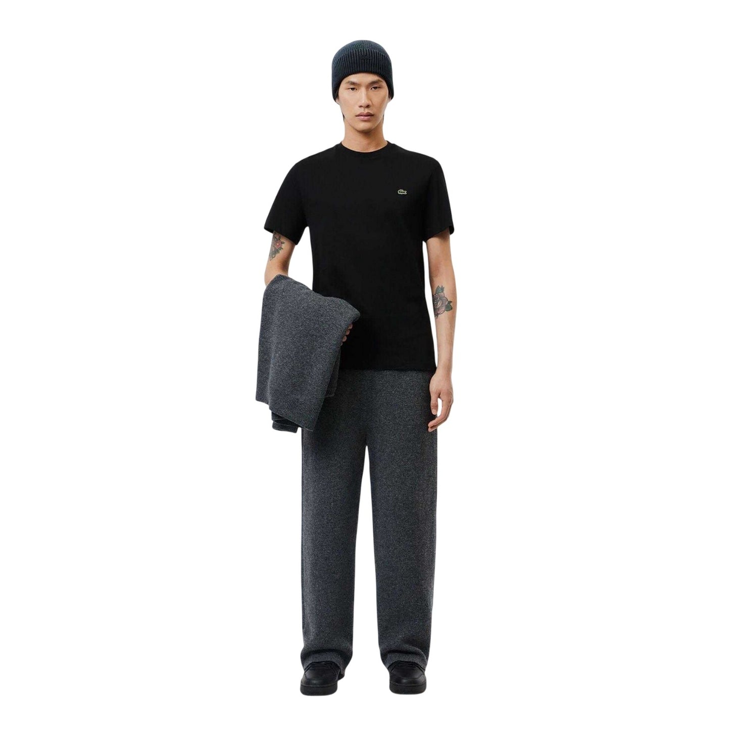 Black - Side - Lacoste Mens Plain T-Shirt