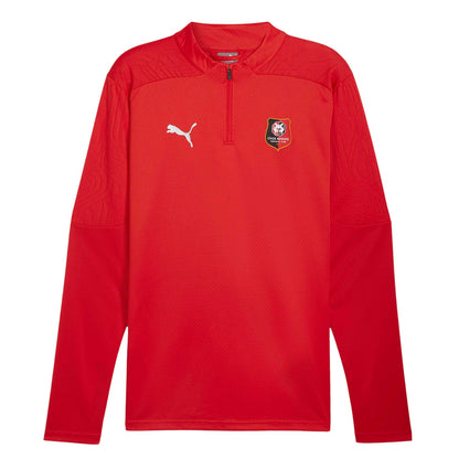Red - Front - Puma Mens Stade Rennais FC Quarter Zip Training Top