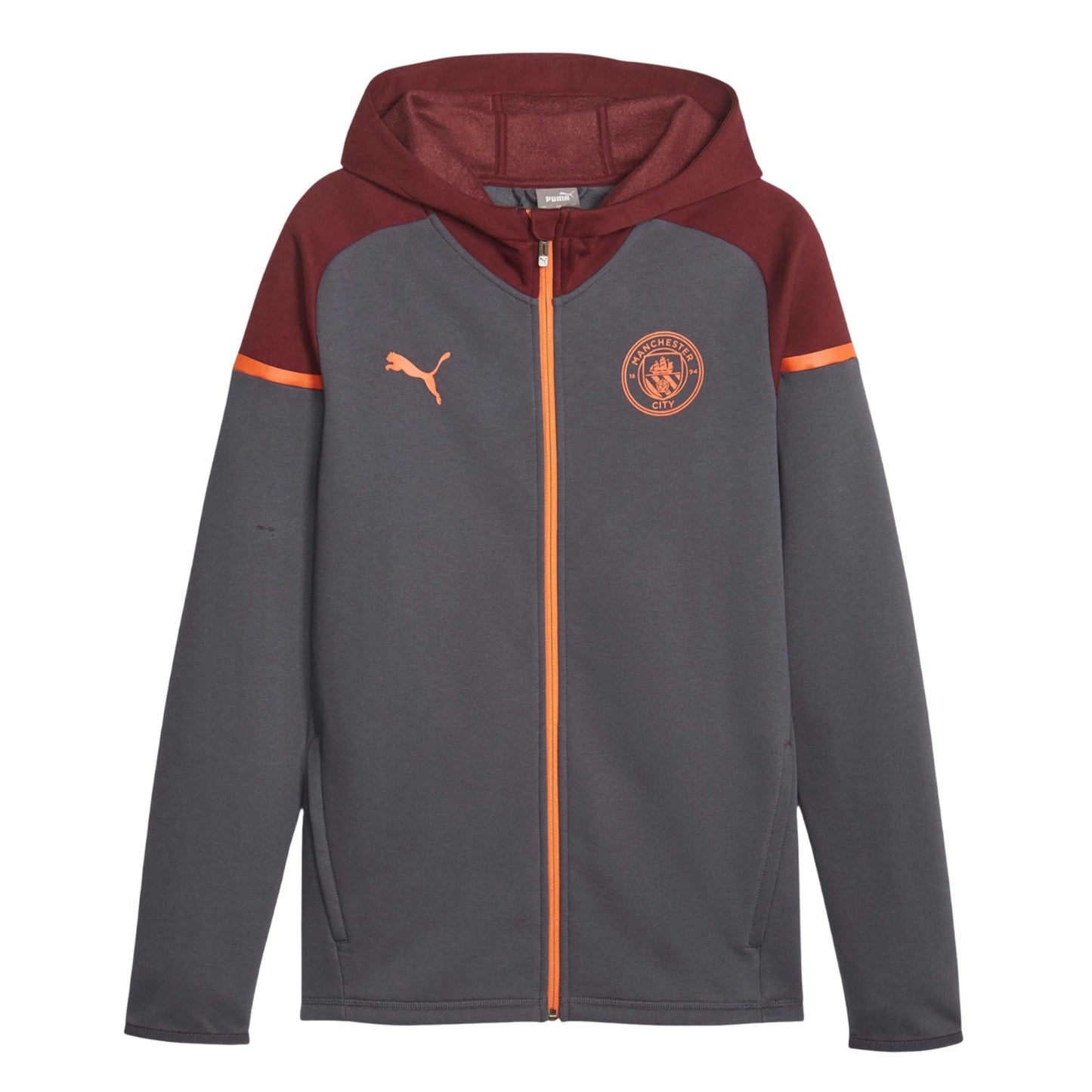 Grey - Front - Puma Mens Manchester City FC Casual Hooded Jacket