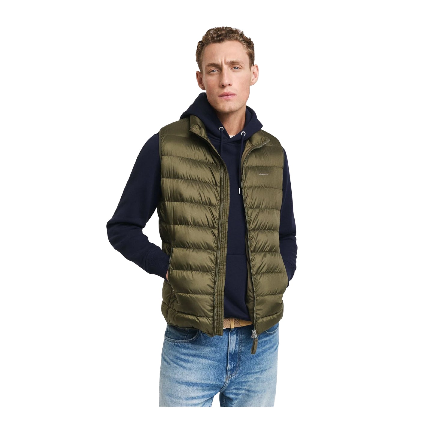 Green - Front - Gant Mens Down Filled Gilet