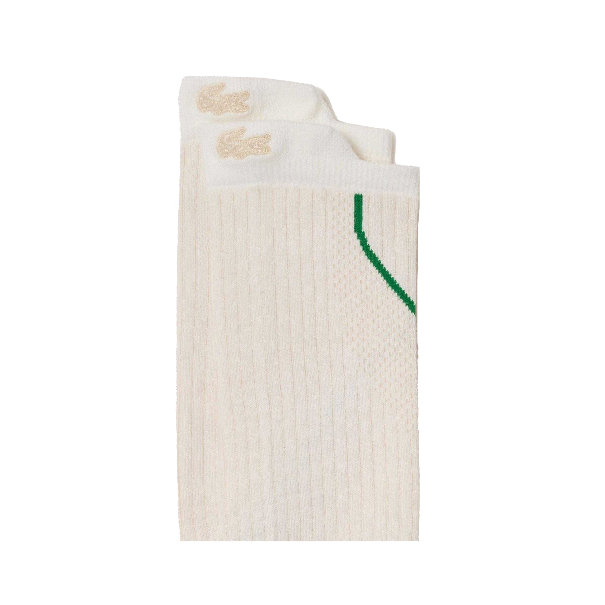 Cream - Back - Lacoste Childrens-Kids Embroidered Logo Crew Socks