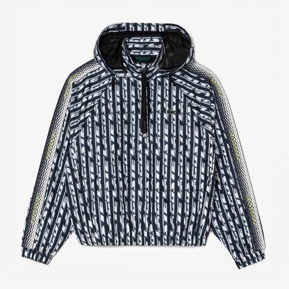 Black - Front - Lacoste Womens-Ladies Monogram Hooded Oversized Track Jacket