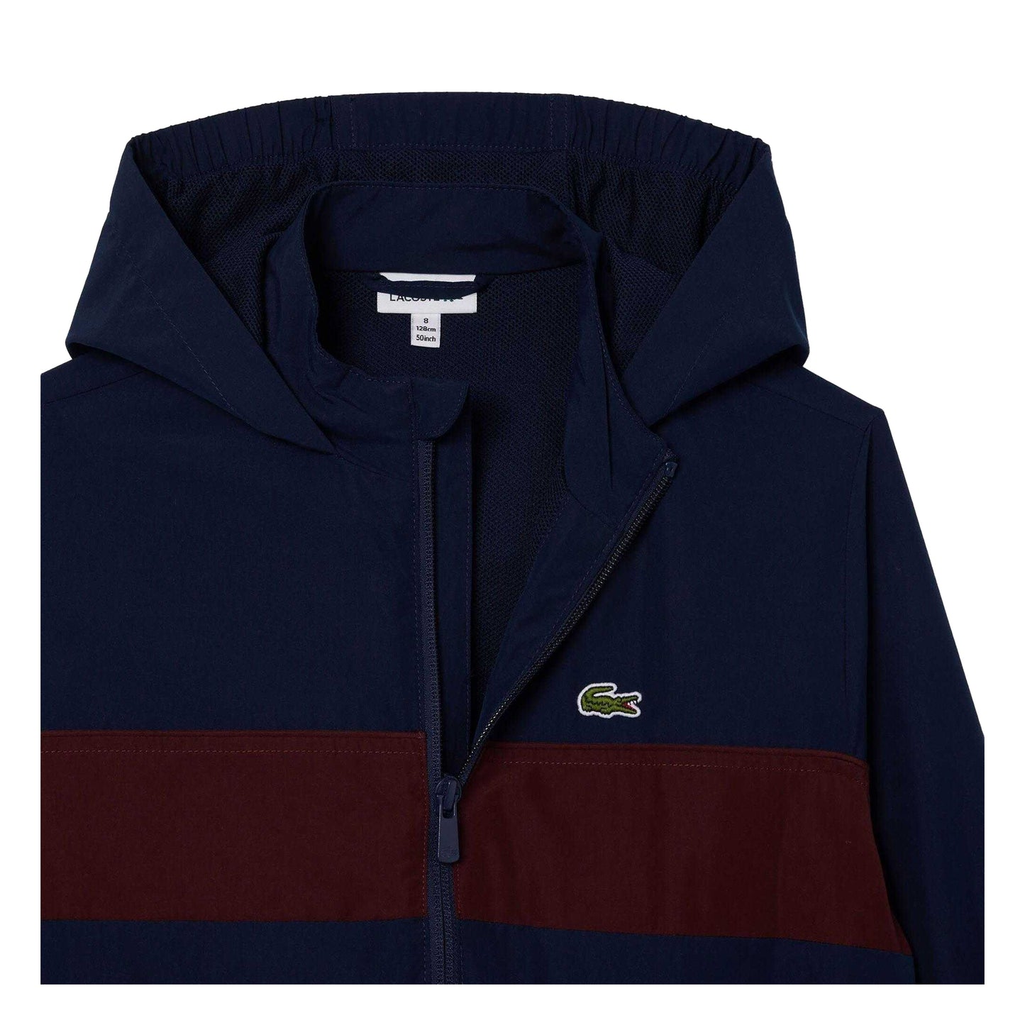 Navy - Side - Lacoste Boys Embroidered Logo Hooded Jacket