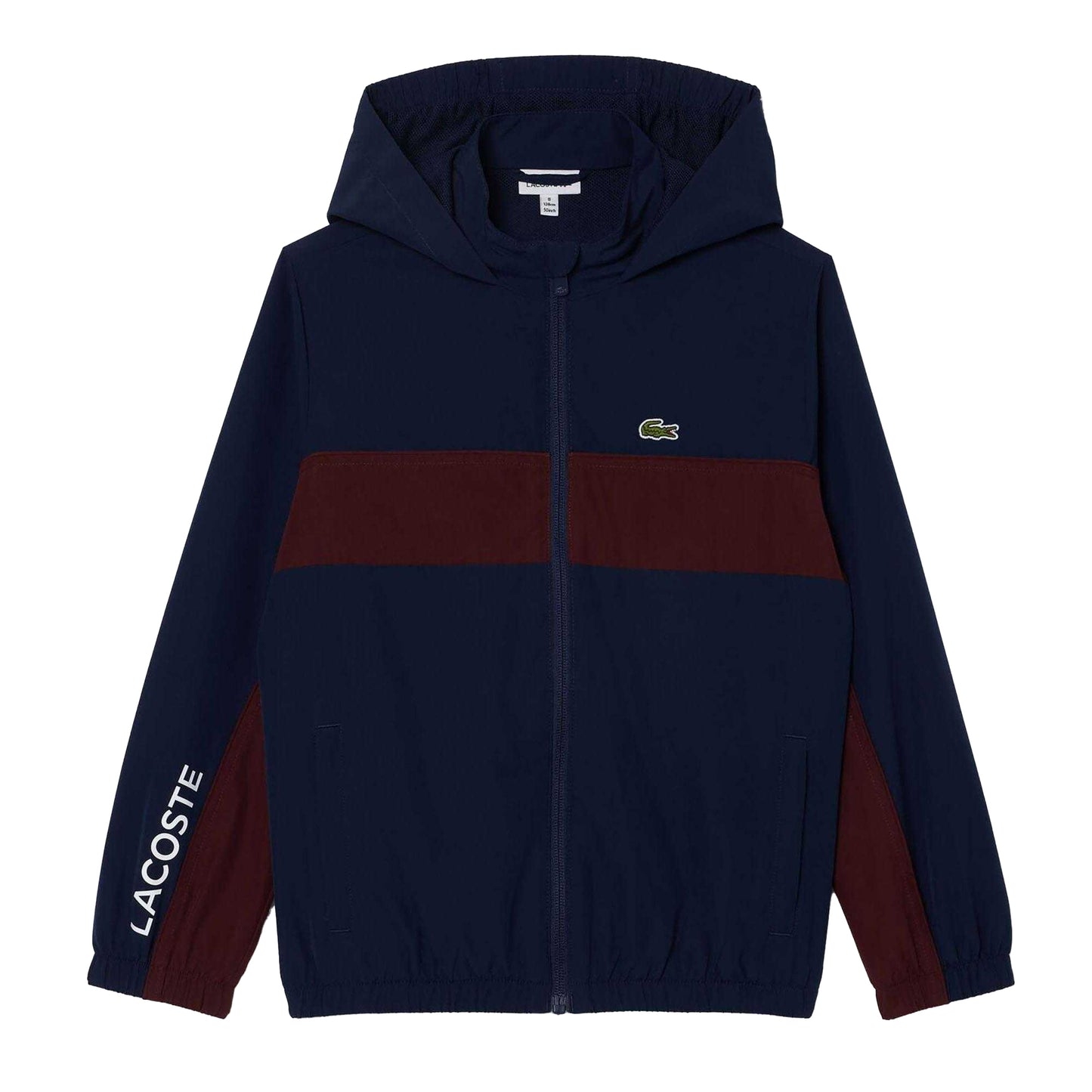Navy - Front - Lacoste Boys Embroidered Logo Hooded Jacket