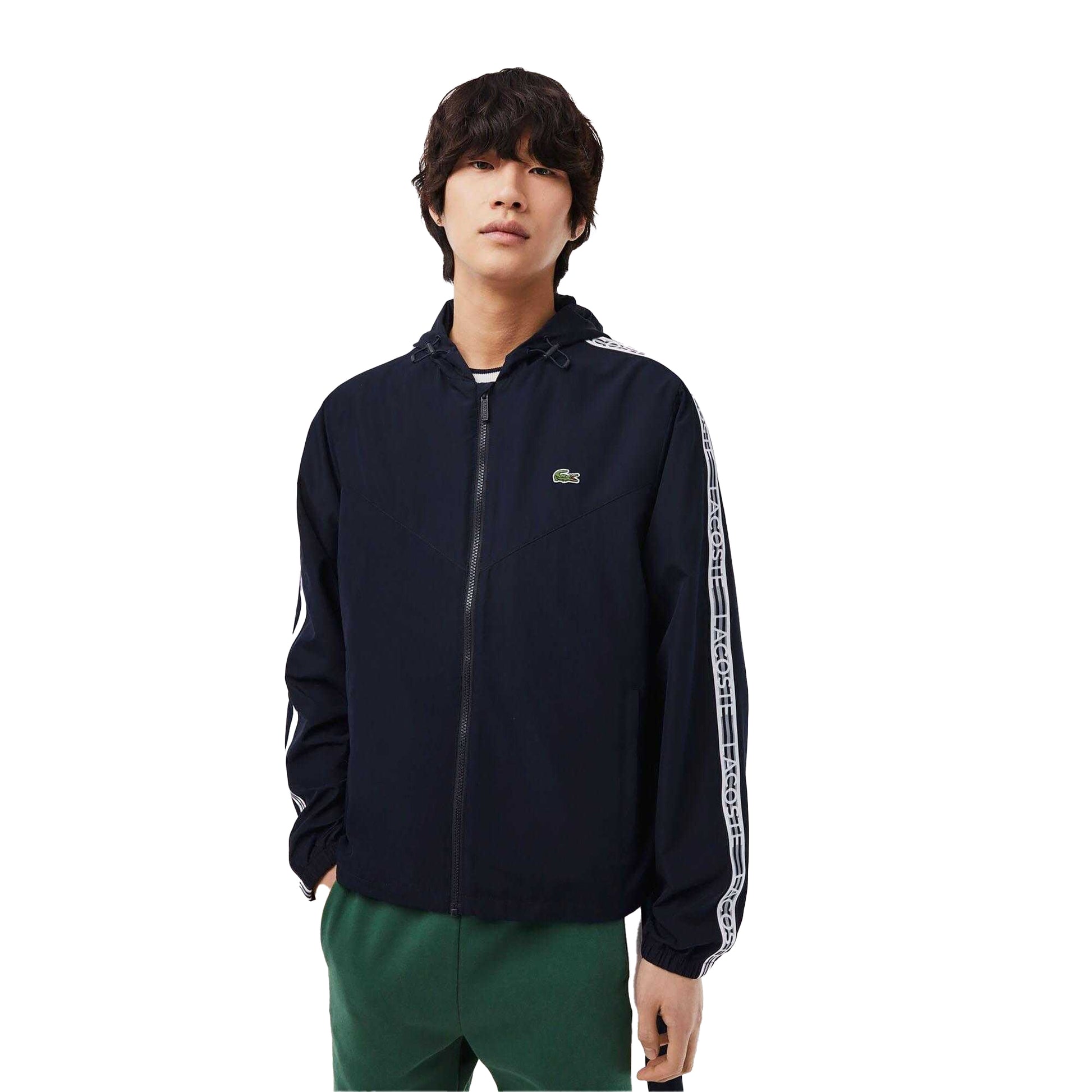 Navy - Side - Lacoste Mens Recycled Polyester Track Jacket