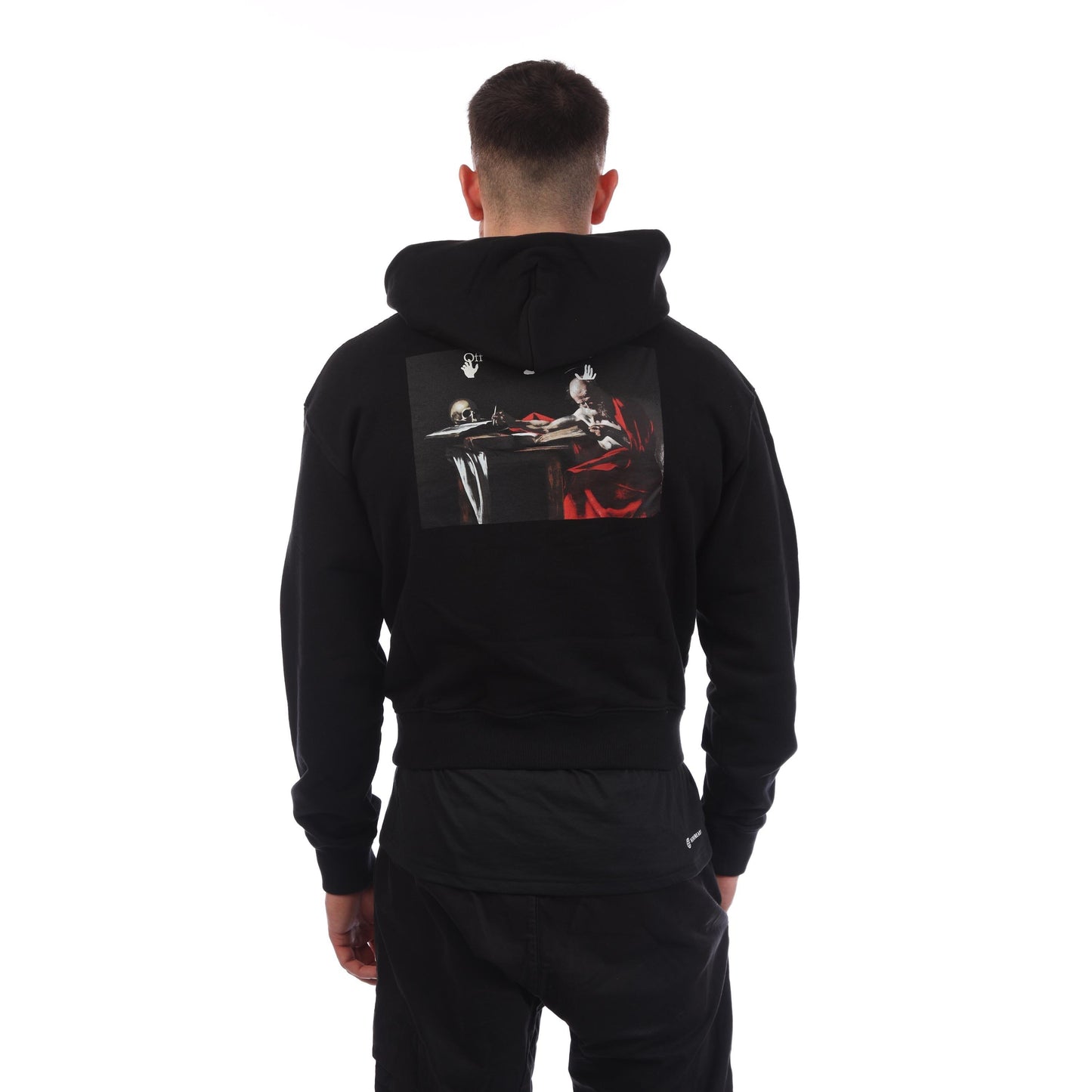 Black - Back - Off White Mens Caravaggio Back Print Hoodie