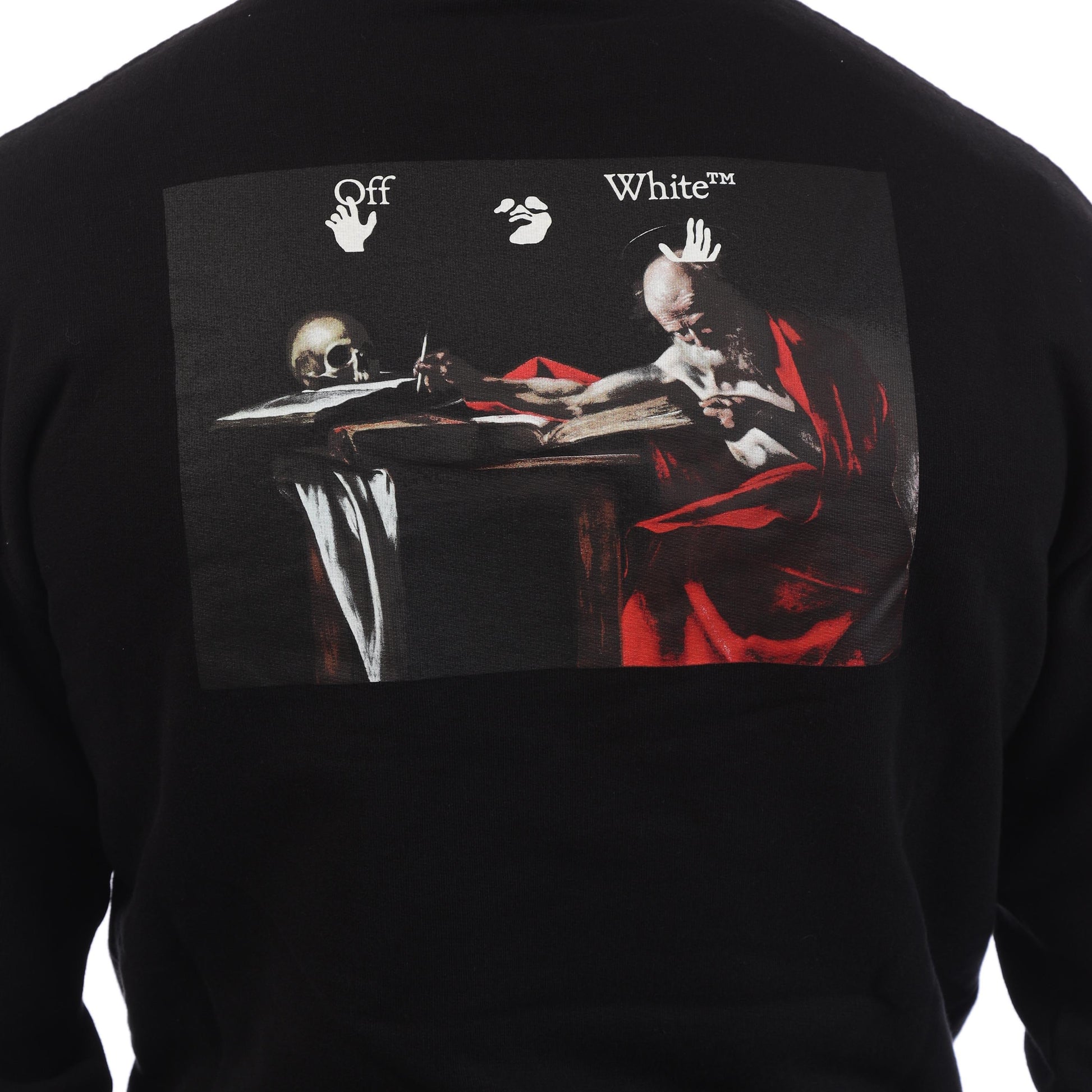 Black - Side - Off White Mens Caravaggio Back Print Hoodie