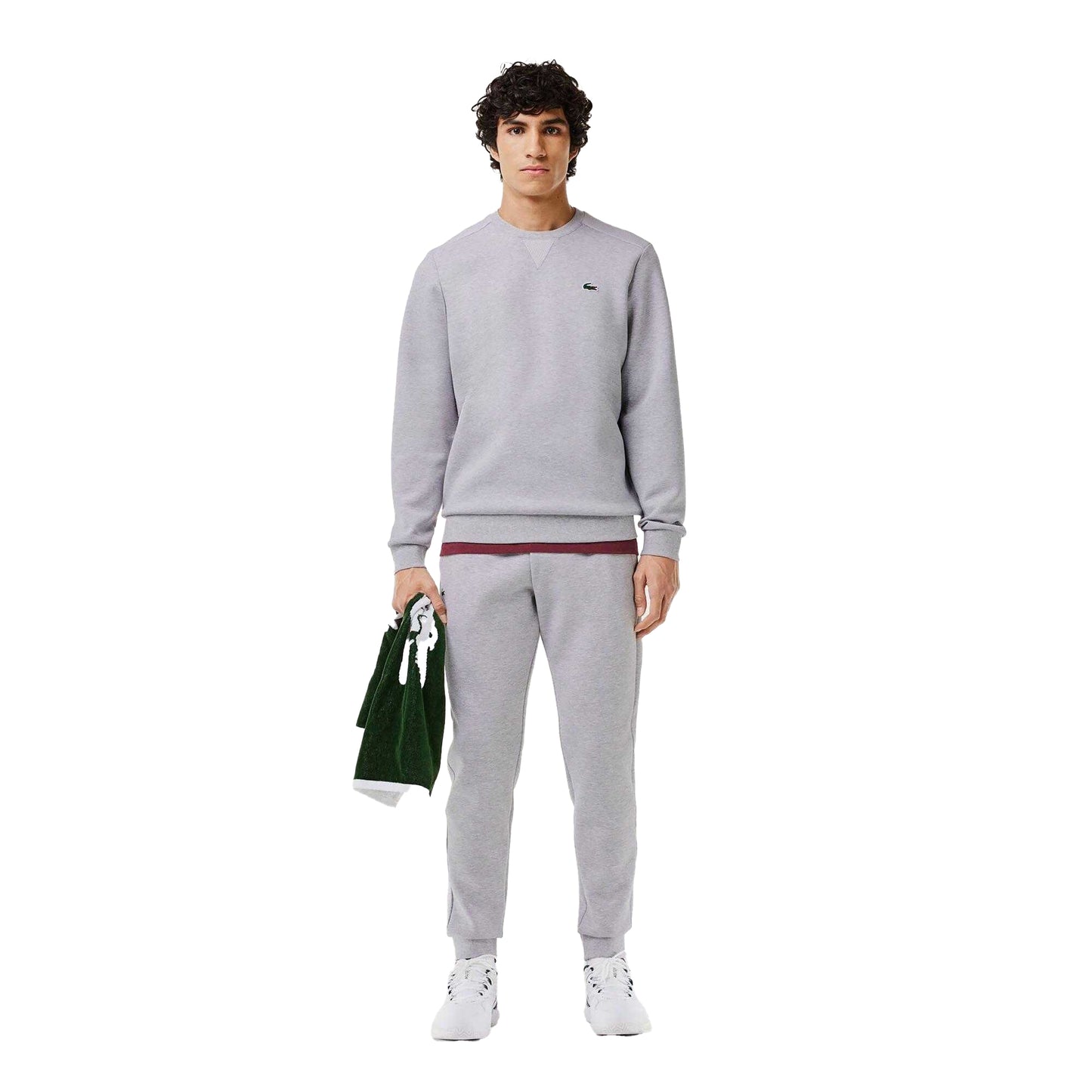 Grey - Close up - Lacoste Mens Crew Neck Sweatshirt