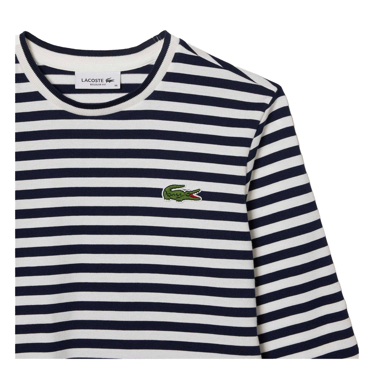 Navy - Side - Lacoste Womens-Ladies Striped T-Shirt