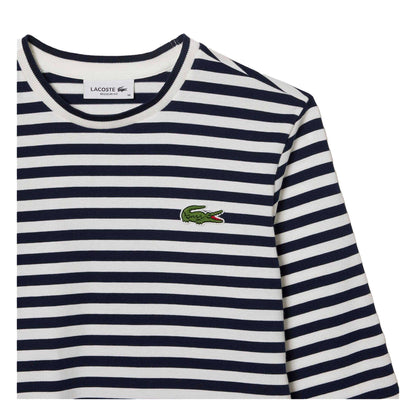 Navy - Side - Lacoste Womens-Ladies Striped T-Shirt