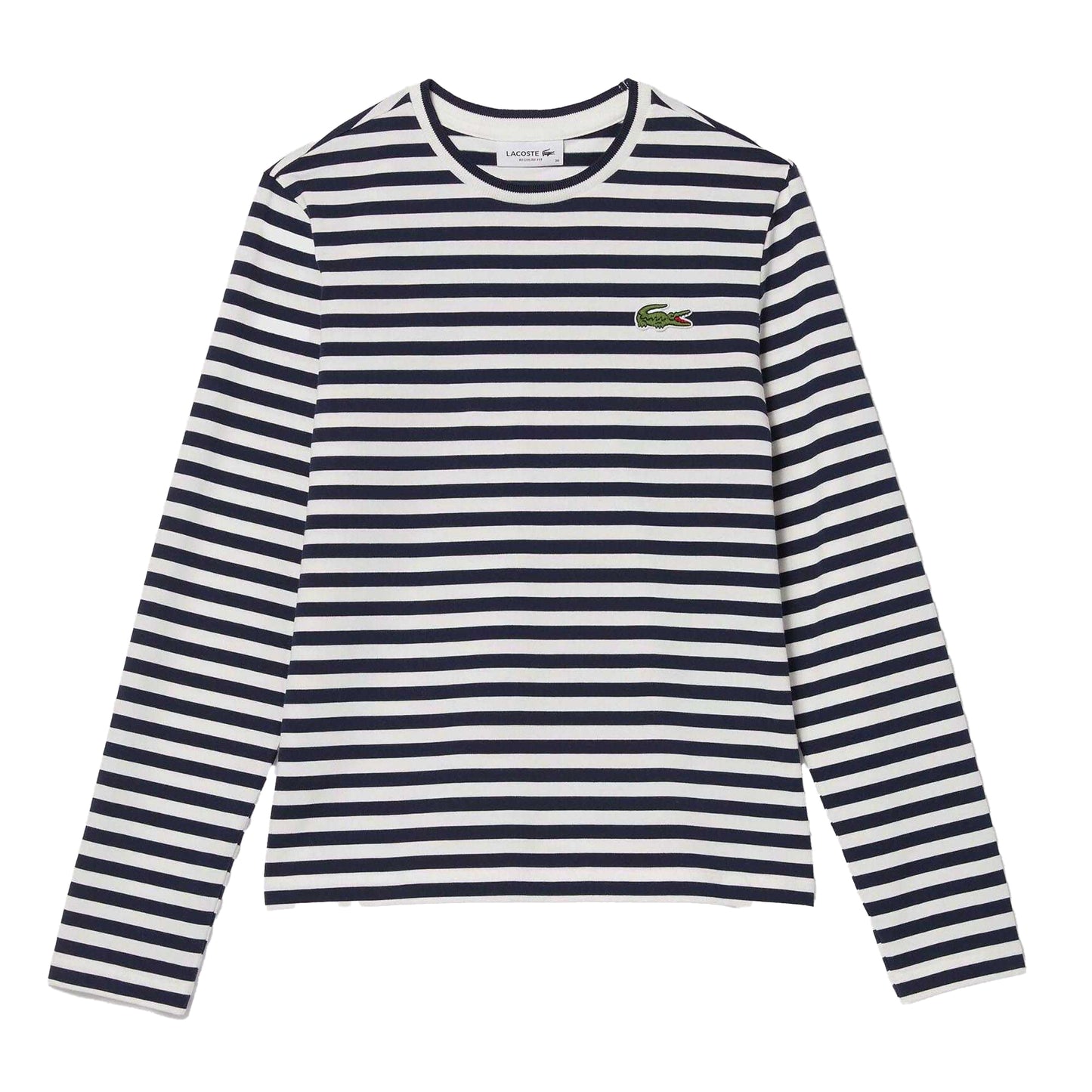Navy - Front - Lacoste Womens-Ladies Striped T-Shirt