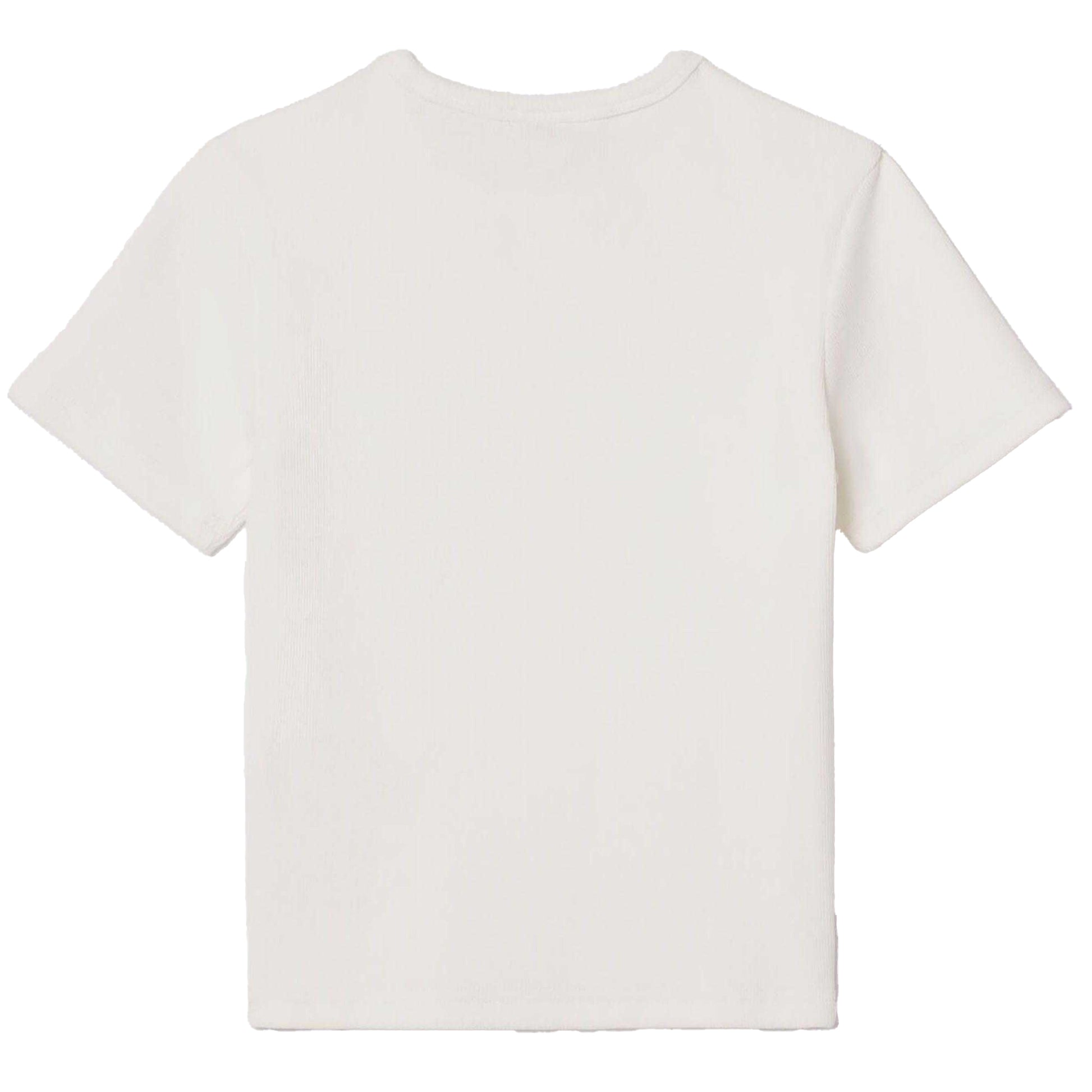 Cream - Back - Lacoste Childrens-Kids Ribbed Cotton T-Shirt