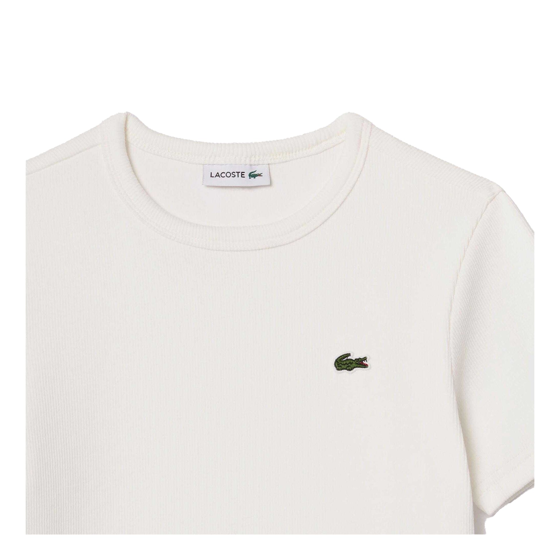 Cream - Side - Lacoste Childrens-Kids Ribbed Cotton T-Shirt