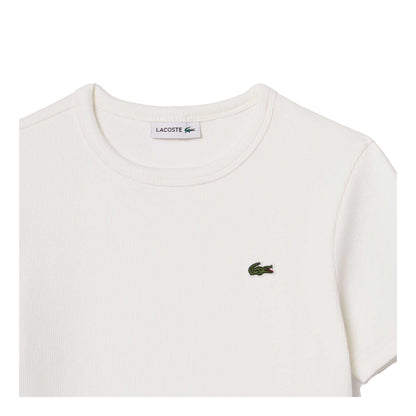 Cream - Side - Lacoste Childrens-Kids Ribbed Cotton T-Shirt