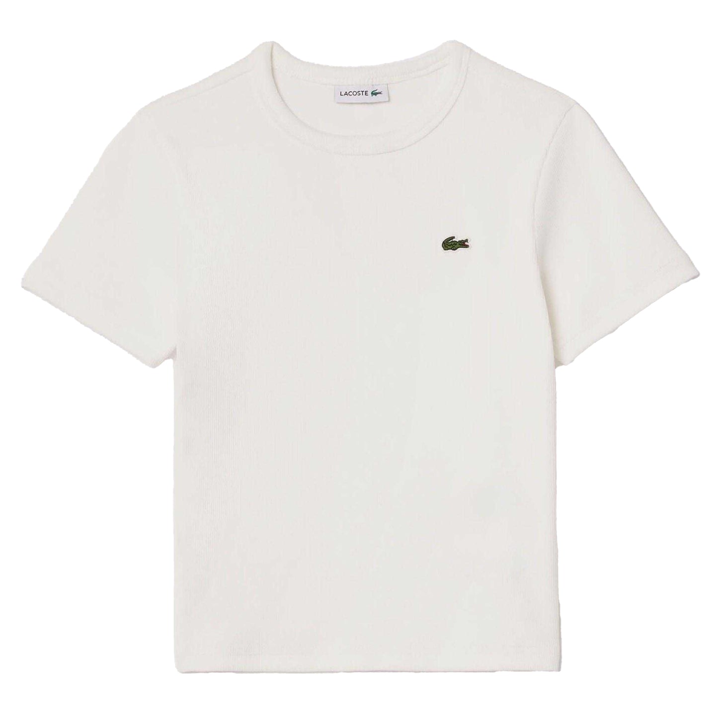 Cream - Front - Lacoste Childrens-Kids Ribbed Cotton T-Shirt