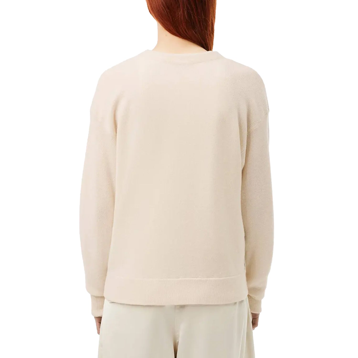 Cream - Back - Lacoste Womens-Ladies Essentials Cotton Cardigan